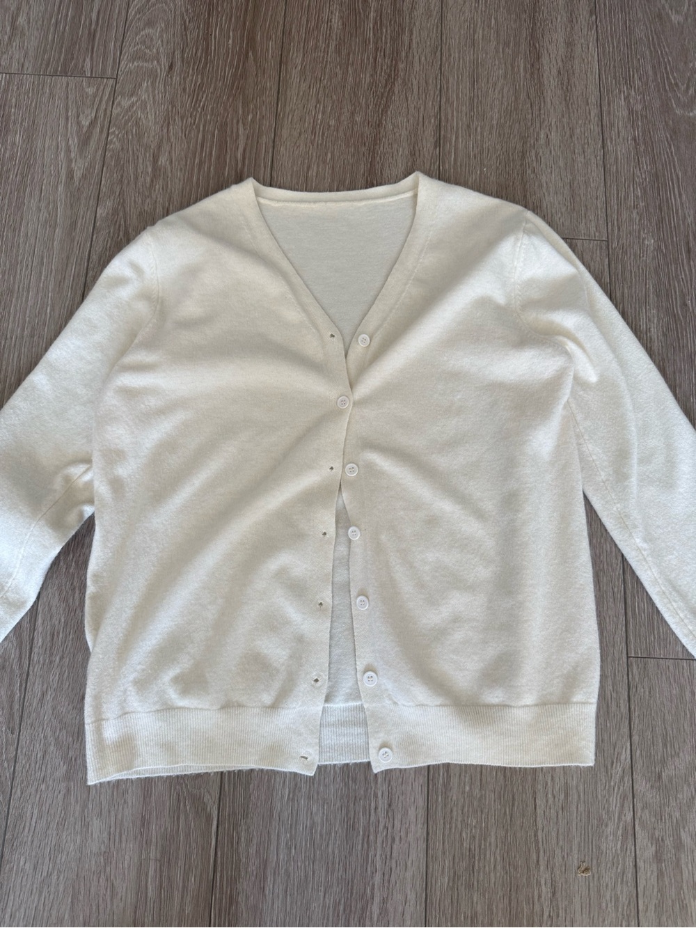 Women’s Cream V-Neck Button Cardigan Sweater